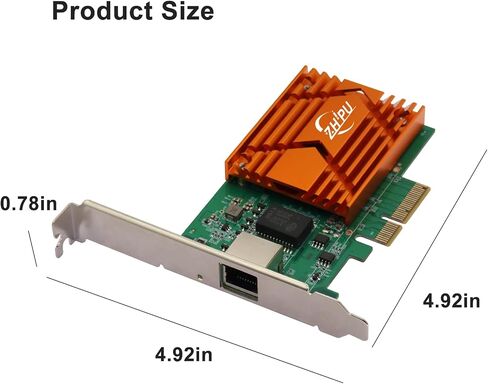 PCIEX4 10G RJ45 محول شبكة Ethernet ، بطاقة بيانات NIC أحادية المنفذ ، 10/100/1000M/2.5G/5G/10GBPS معدل بيانات ، دعم Windows Server/Linux/Ubuntu ، الأخضر in Kuwait