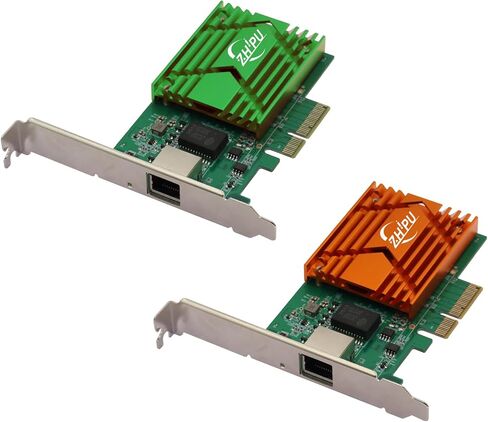 PCIEX4 10G RJ45 محول شبكة Ethernet ، بطاقة بيانات NIC أحادية المنفذ ، 10/100/1000M/2.5G/5G/10GBPS معدل بيانات ، دعم Windows Server/Linux/Ubuntu ، الأخضر in Kuwait