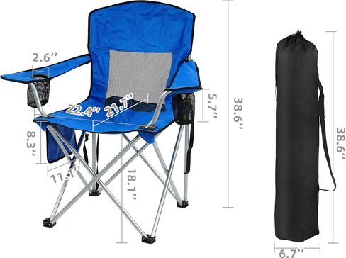 كرسي التخييم القابل للطي أوليكسسيس ، كرسي مريح في الهواء الطلق مع حامل الكأس ، حقيبة حمل ، وإطار فولاذي متين ، كرسي قابل للطي للتخييم ، الصيد ، الشاطئ ، والأنشطة الرياضية in Kuwait