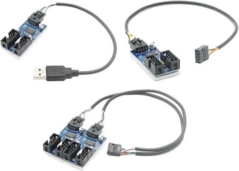 Motherboard 9-pin USB Head Multiplier 1 to 2 Ports 4 Ports 9PIN Female 1 Drag 4 Splitter Adapter Card Cable in Saudi Arabia