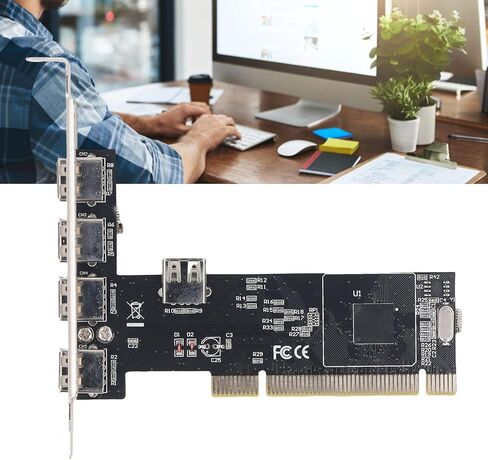PCI E to USB 2.0 Card PCI E USB 2.0 Expansion Card 4 External Ports 1 Internal Port 480Mbps High Speed Backward Compatible with USB 1.0/1.1 for Desktop Computer in Saudi Arabia