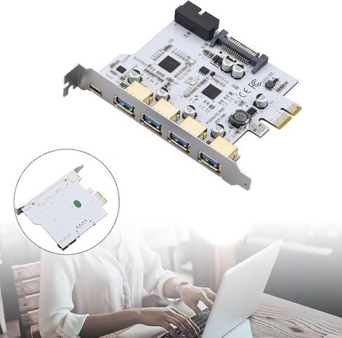 PCIE إلى USB 3.2 بطاقة توسيع Gen1 مع واجهات من النوع A-A 19PIN TYPE-C MAX 5GBPS نقل البيانات RENSAs لجهاز كمبيوتر سطح المكتب in Kuwait