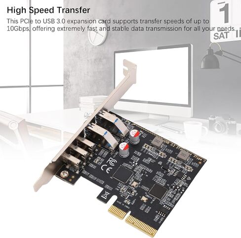 Yoidesu 5 Ports USB PCIe Card (2x USB 3.0 ، 3x Type C) ، 10GBPS PCI Express to USB3.0 TYPE C CARD CARD CORTOP COM ، للفوز وأنظمة Linux in Kuwait