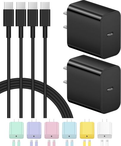 iPhone 17 16 15 Charger Fast Charging USB C Charger Block 2-Pack Type C Chargers iPhone 17 Chargers 6FT Cord for iPhone 17/17 Plus/17 Pro/17 Pro Max/16/16 Plus/16 Pro/16 Pro Max/15/15 Pro Max in Kuwait