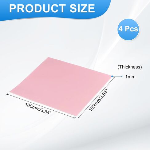 PATIKIL THERMAL PADS 100X100X1MM ، 4 حزمة لوح حراري تبريد السيليكون ل CPU GPU IC PCIE M.2 2280 SSD NVME THEEDINK ، PINK in Saudi Arabia
