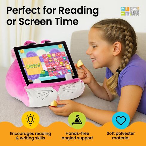 حامل iPad للأطفال من Cuddly Reader | حامل التابلت | حامل الكتب| وسادة القراءة | القراءة في السرير في المنزل | وسادة مسند للكمبيوتر اللوحي | فكرة هدية ممتعة ومبتكرة للقراء ومحبي الكتب (الكسلان) in Kuwait