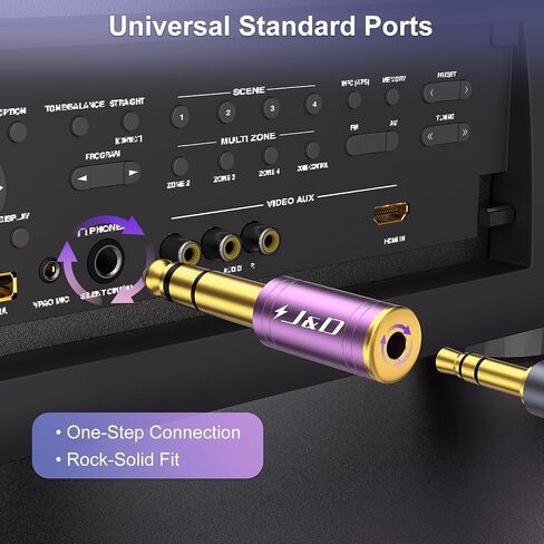 J&D 5-Pack 1/4 to 1/8 Headphone Adapter, 6.35 mm to 3.5 mm Stereo TRS Male to Female, Gold-Plated 3.5mm Plug Jack Connector for Guitar, Amp, Keyboard, Bass, Yellow in Saudi Arabia
