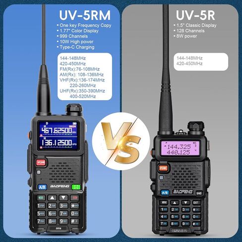 BaoFeng UV-5R Pro 5 حزمة راديو عالي الطاقة 144-148 ميجا هرتز / 420-450 ميجا هرتز راديو هام محمول باليد اتجاهين مع هوائي TIDRADIO-771 جهاز اتصال لاسلكي للطرق الوعرة in Kuwait