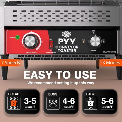 PYY Commercial Commercial Commercial Toaster - محامصات الحزام الصناعي الكهربائي الفرن من الفولاذ المقاوم للصدأ من الفولاذ المقاوم للصدأ TOSTADORA TRANSPORTADA لخبز الكعك بوفيه مطعم 450 شريحة/ساعة in Kuwait