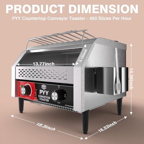 PYY Commercial Commercial Commercial Toaster - محامصات الحزام الصناعي الكهربائي الفرن من الفولاذ المقاوم للصدأ من الفولاذ المقاوم للصدأ TOSTADORA TRANSPORTADA لخبز الكعك بوفيه مطعم 450 شريحة/ساعة in Kuwait
