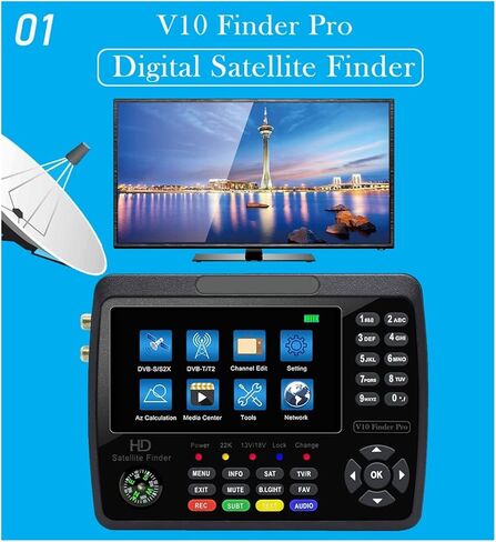 مكتشف الأقمار الصناعية الرقمية ، V10 Finder Prosatellite Signal Finder Meter Meter Meter Satfinde Digital Satellite Finder 4.3 Inch LCD STANTER in Kuwait