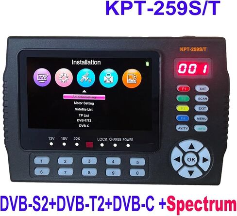 الباحث عن الأقمار الصناعية الرقمية ، KPT-259ST DVB-S2 DVB-T2 DVB-C Satellite Satellite Meter HD TVELLESTERSIVEN in Kuwait