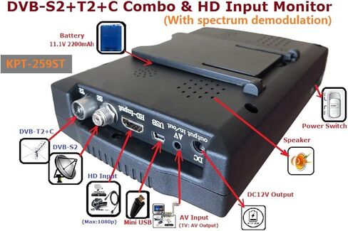 الباحث عن الأقمار الصناعية الرقمية ، KPT-259ST DVB-S2 DVB-T2 DVB-C Satellite Satellite Meter HD TVELLESTERSIVEN in Kuwait