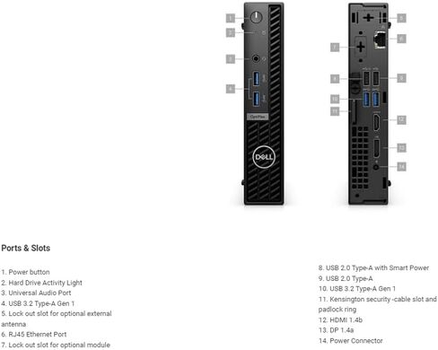 Dell Optiplex 7000 7010 سطح المكتب Intel I5-13500T RAM 16GB RAM 256GB SSD Micro PC ، أسود (متجدد) in Saudi Arabia