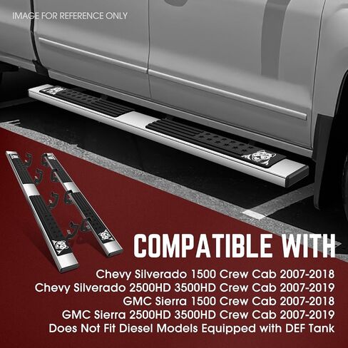 لوحة تشغيل DNA MOTORING مقاس 6 بوصات مصنوعة من الفولاذ المقاوم للصدأ متوافقة مع 07-18 Silverado/Sierra 1500، 07-19 Silverado 2500HD 3500HD Crew Cab، STEPB-ZTL-8017 in Kuwait