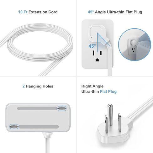 Surge Protector Power Strip, REALMADE 4 AC 4 USB Power Strip, Flat Plug Outlet Extender, 5Ft Extension Cord, Wall Mount Desk Charging for Home Office， Gray & White in Saudi Arabia