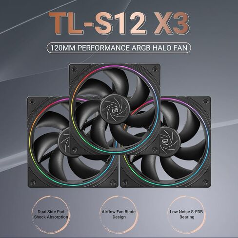 ثيرمال رايت مروحة تبريد وحدة المعالجة المركزية TL-S12W X3 مقاس 120 ملم، مروحة كمبيوتر صامتة 4 سنون مع محمل S-FDB متضمن، مروحة تبريد تصل الى 1500 دورة في الدقيقة (ابيض) in Saudi Arabia