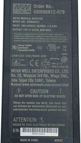 Mean Well GSM90A12 AC Adapter 12V 6.67A 80W max 4-Pin Power Supply with Cord in Saudi Arabia