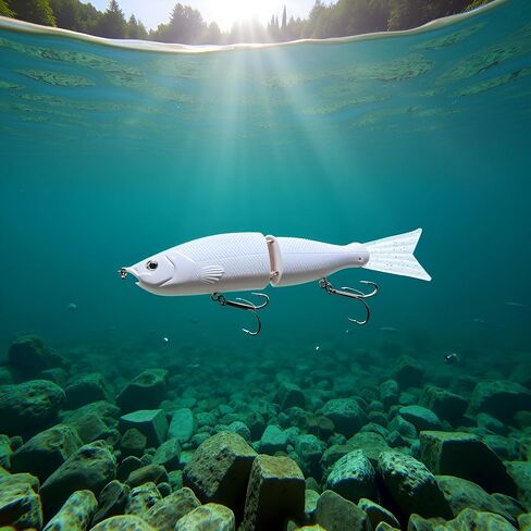 White 2 Segment Jointed Swimbaits,18cm 52g Fishing Lure Attractive Lightweight Bold Fake Floating Minnow for Bait Slow Sinking for Freshwater Saltwater Angling,Topwater Lures,Baits and Attractants in Saudi Arabia
