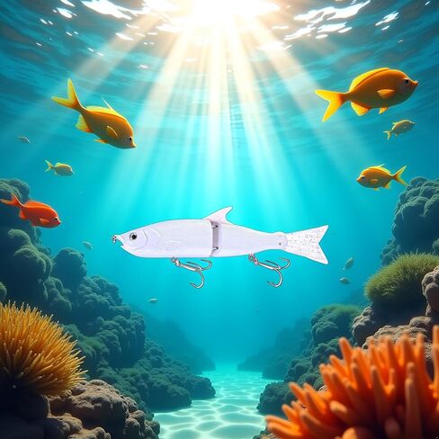 White 2 Segment Jointed Swimbaits,18cm 52g Fishing Lure Attractive Lightweight Bold Fake Floating Minnow for Bait Slow Sinking for Freshwater Saltwater Angling,Topwater Lures,Baits and Attractants in Saudi Arabia