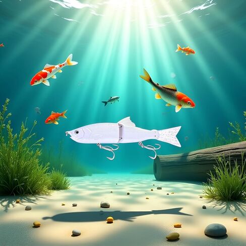 White 2 Segment Jointed Swimbaits,18cm 52g Fishing Lure Attractive Lightweight Bold Fake Floating Minnow for Bait Slow Sinking for Freshwater Saltwater Angling,Topwater Lures,Baits and Attractants in Saudi Arabia