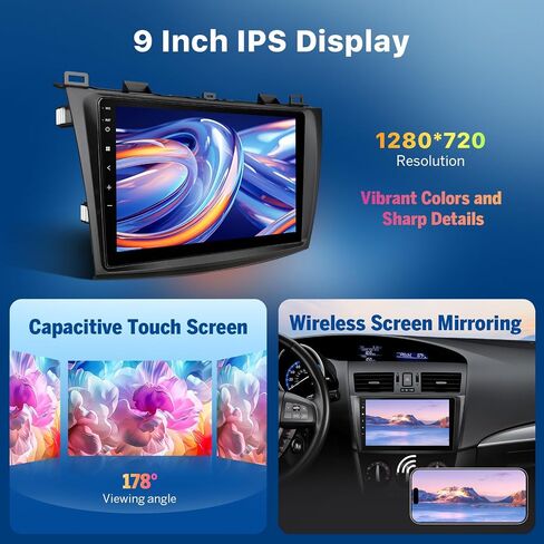 Eonon M3BLX7 Car Stereo Android 14 Receiver for Mazda 3 2010-2013,Wireless CarPlay & Android Auto Headunit, 9" Touchscreen GPS Navigation,Bluetooth,AM/FM,SWC, 3G+32G in Kuwait