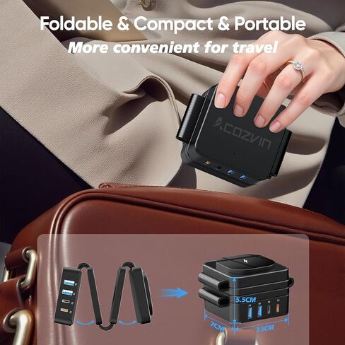 7-in-1 Wireless Charging Station for Apple Devices, ACOZVIN Foldable Magnetic Wireless Charger, 4 USB Ports(30W USB C), 5FT Cord Flat Plug, Travel Charger Stand for iPhone 16/15/14/13, iWatch &AirPods in Saudi Arabia