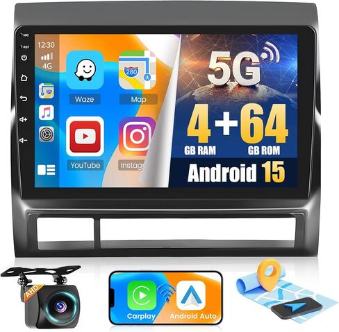 راديو سيارة Android 11 لسيارة Toyota Tacoma 2005-2013 راديو Apple Carplay Android Auto، Hikity 9 بوصة شاشة تعمل باللمس سيارة ستيريو GPS ملاحة بلوتوث كاميرا احتياطية، يدعم FM SWC شاشة مقسمة HiFi EQ in Saudi Arabia