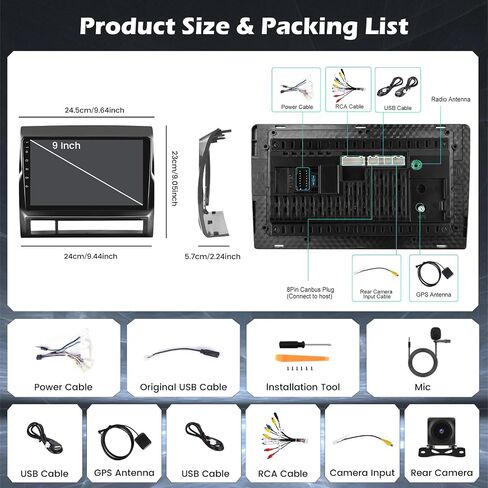 راديو سيارة Android 11 لسيارة Toyota Tacoma 2005-2013 راديو Apple Carplay Android Auto، Hikity 9 بوصة شاشة تعمل باللمس سيارة ستيريو GPS ملاحة بلوتوث كاميرا احتياطية، يدعم FM SWC شاشة مقسمة HiFi EQ in Saudi Arabia