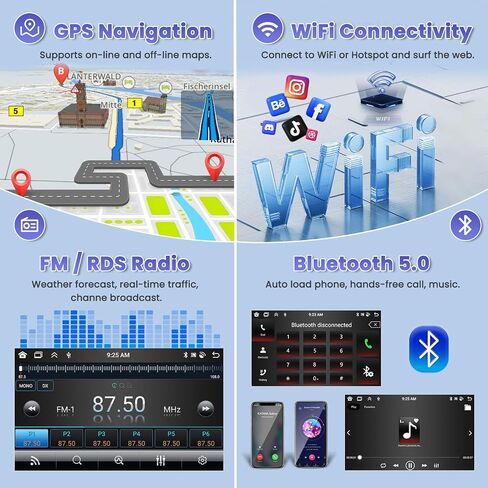 Hikity 6+128GB 8 Core Android 13 Radio for 2005-2013 Toyota Tacoma Upgrate Dash Kit with Wireless Carplay, 9'' Touch Screen, Android Auto/32EQ DSP/Bluetooth 5.0/GPS/WiFi/SWC, Backup Camera in Kuwait