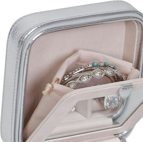 Metallic Gold Faux Leather Luna Travel Jewelry Case by Mele & Co. in Kuwait