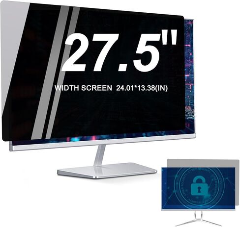 27/27.5 Inches Computer Privacy Screen for Widescreen Monitor, 16:9/10 Removable Anti Glare Eye Protection Shield, Black Anti Blue Light Blackout Anti Spy Desktop Security Private Filter,27.5 in Saudi Arabia