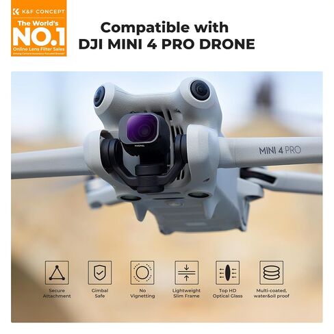 K&F Concept ND16&PL Filter Compatible with DJI Mini 4 Pro, Fixed 4 Stops Light Reduction and Polarizing 2-in-1 Filter, Multi-Function HD Optical Glass Filter in Saudi Arabia