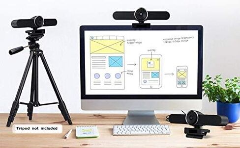 JACKLY Conference Room Camera with Microphone and Speaker, Wide Angle USB Video Conference Camera for Mac, PC, Laptop, Desktop (Black Big) in Kuwait