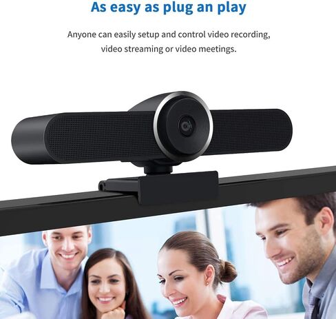 JACKLY Conference Room Camera with Microphone and Speaker, Wide Angle USB Video Conference Camera for Mac, PC, Laptop, Desktop (Black Big) in Kuwait