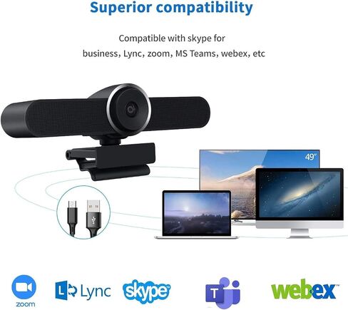 JACKLY Conference Room Camera with Microphone and Speaker, Wide Angle USB Video Conference Camera for Mac, PC, Laptop, Desktop (Black Big) in Kuwait