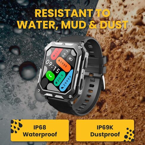 Rugged Smart Watch for Men, Original Smartwatch, Waterproof Digital Watch for The Toughest Jobs, with Fitness Trackers, Heart Rate Monitor, IP68, Pedometer, Workout Modes and More in Saudi Arabia