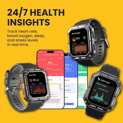 Rugged Smart Watch for Men, Original Smartwatch, Waterproof Digital Watch for The Toughest Jobs, with Fitness Trackers, Heart Rate Monitor, IP68, Pedometer, Workout Modes and More in Saudi Arabia
