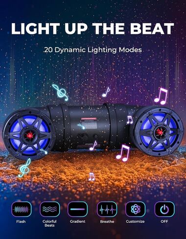 مكبر صوت Kemimoto ATV 8 بوصة 8 بوصة من شريط صوت ATV ATV مع أوضاع الضوء RGB ، مكبرات الصوت الكاملة 2x مكبرات الصوت 2x مكبرات الصوت المتوافقة مع Polaris Sportman Fourstrax Can Am Outlander in Saudi Arabia