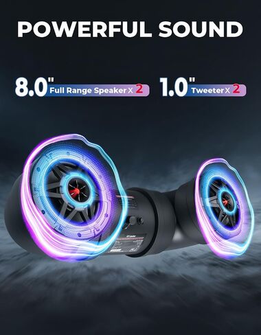 مكبر صوت Kemimoto ATV 8 بوصة 8 بوصة من شريط صوت ATV ATV مع أوضاع الضوء RGB ، مكبرات الصوت الكاملة 2x مكبرات الصوت 2x مكبرات الصوت المتوافقة مع Polaris Sportman Fourstrax Can Am Outlander in Saudi Arabia
