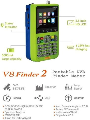 مكتشف الأقمار الصناعية الرقمية ، مكتشف Satellite Signal Meter Meter TV Satellite Meter مع 3.5 بوصة شاشة LCD H.264 Code Signal Meter Digital ، Matelite Meter in Kuwait