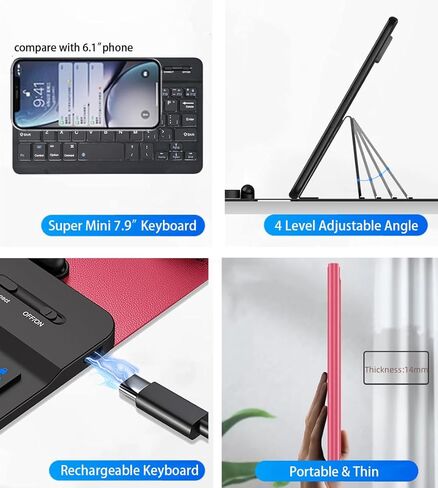 Voppton لهاتف Samsung Galaxy Z Fold 6 5 4 لوحة مفاتيح وماوس، لوحة مفاتيح بلوتوث مغناطيسية محمولة مع حافظة جلدية وقلم سعوي، حافظة لوحة مفاتيح لاسلكية لـ Google Pixel Fold، أسود in Kuwait