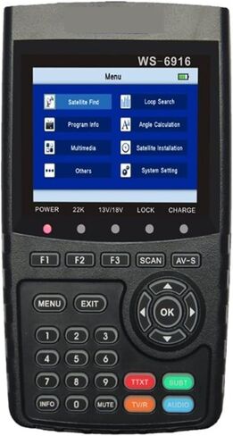 الباحث عن الأقمار الصناعية الرقمية ، Satfinder DVB S2 DVB-S2 Digital Satellite Meter MPEG-2/MPEG-4 WS 6916 Full HD H.264 مع بطارية الأسد ، مكتشف الأقمار الصناعية in Kuwait