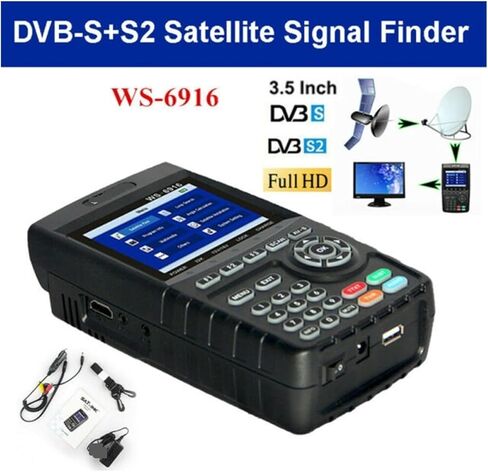 الباحث عن الأقمار الصناعية الرقمية ، Satfinder DVB S2 DVB-S2 Digital Satellite Meter MPEG-2/MPEG-4 WS 6916 Full HD H.264 مع بطارية الأسد ، مكتشف الأقمار الصناعية in Kuwait