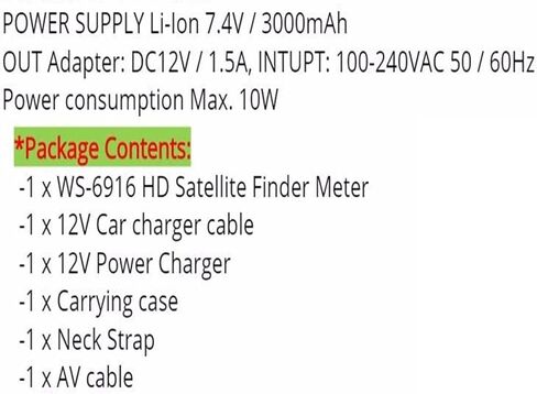 الباحث عن الأقمار الصناعية الرقمية ، Satfinder DVB S2 DVB-S2 Digital Satellite Meter MPEG-2/MPEG-4 WS 6916 Full HD H.264 مع بطارية الأسد ، مكتشف الأقمار الصناعية in Kuwait