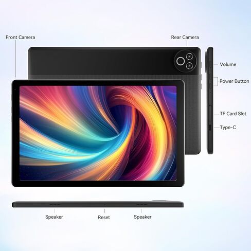 Tablet 10 Inch Android 15 OS GMS Tablets PC 1.8 GHz 5-Core 20 (3+17) GB RAM 64 GB ROM 1 TB قابلة للتوسيع 1280 × 800 HD IPS شاشة اللمس 5000 MAH WIFI 6 Bluetooth 5.4 Dual Camera 2025 (Black) in Kuwait