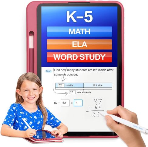Dedicated Learning Tablet | Personalized Independent Study, Access All K–5 Lessons Math & ELA | No Browser, Games or Ads | 10.1" Display, Pen & Cover(Green) | Subscription Required in Saudi Arabia