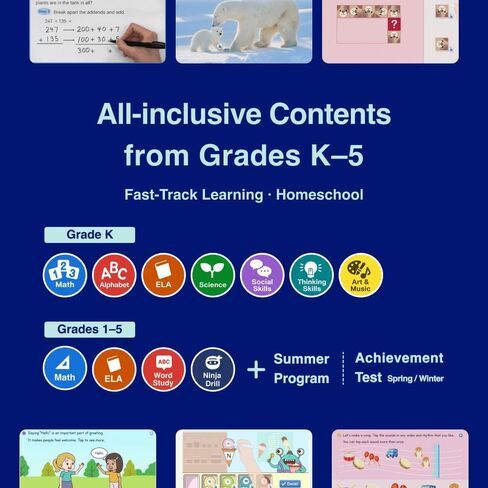 Dedicated Learning Tablet | Personalized Independent Study, Access All K–5 Lessons Math & ELA | No Browser, Games or Ads | 10.1" Display, Pen & Cover(Green) | Subscription Required in Saudi Arabia