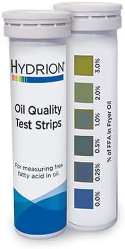 HYDRION Oil Quality Test Strips - Deep Fryer Oil Quality Testing Strips Kit Measure Free Fatty Acid in Oil - Monitor Oil for Clean Clear Oil in Kitchens & Restaurants - 50 Strips in a Single Vial in Saudi Arabia