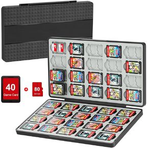 Bribat 80 Switch Game Case متوافقة مع Nintendo Switch 2/Switch/OLED/Lite ، حافظة حاملات لعبة Magnetic Switch ، ألعاب القشرة الصلبة المحمولة إكسسوارات الهدايا ، الأسود ، in Saudi Arabia